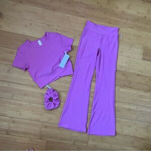 NWT Girls Size 12 Actives Outfit - Ribbed Top & Flare Pants